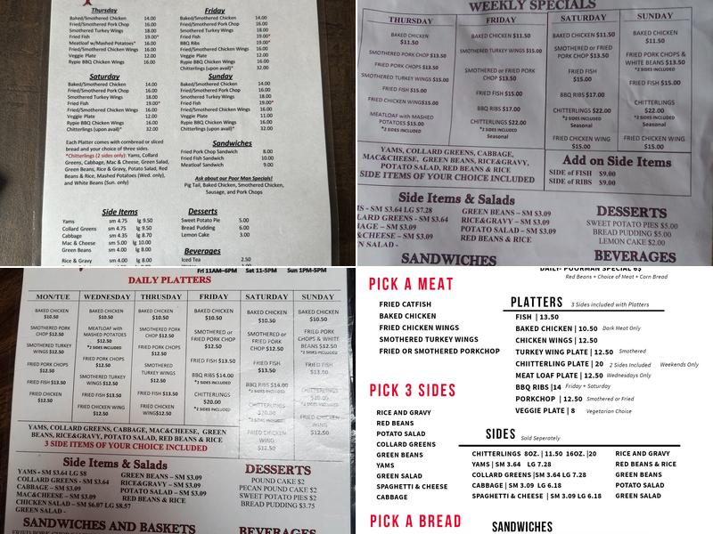 Dorothy's Soul Food Kitchen Menu