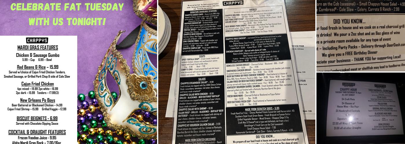 Chappys Social House Menu