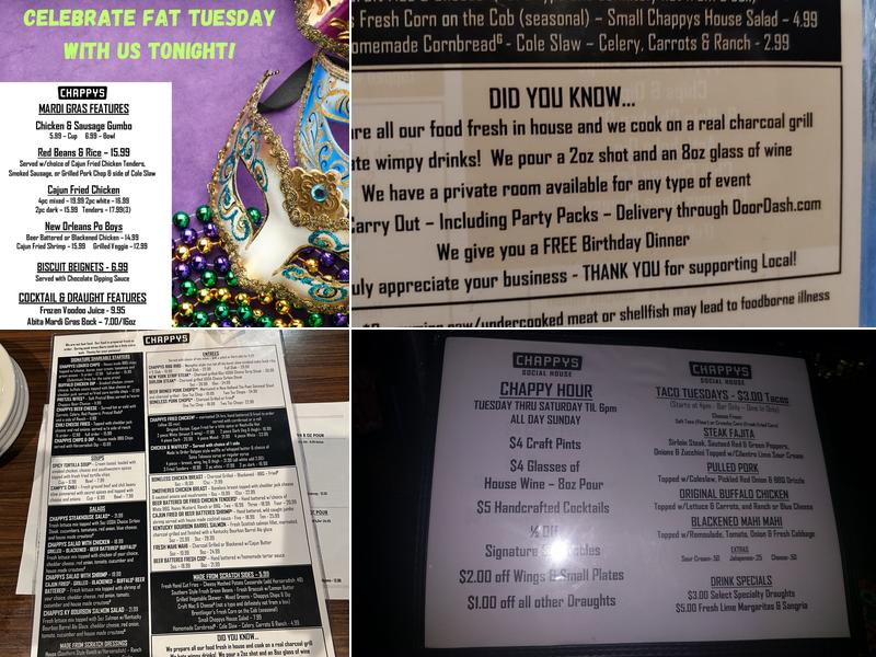Chappys Social House Menu