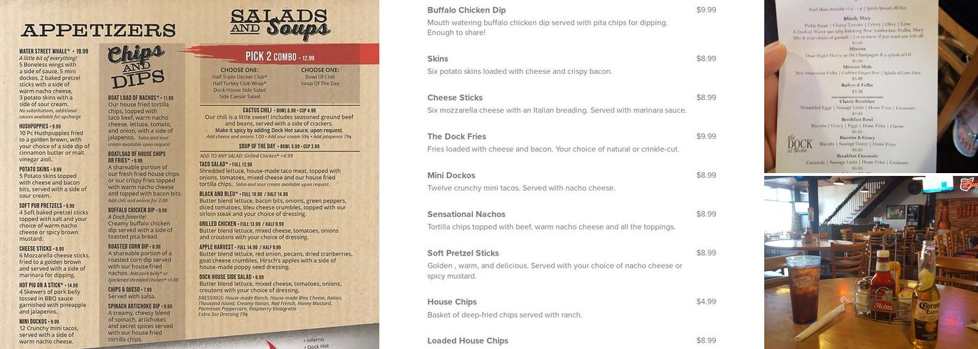 Dock At Water Menu