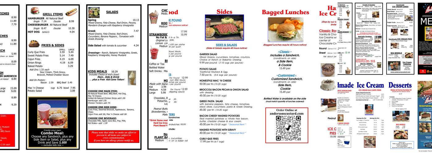Anderson's Frozen Custard Menu