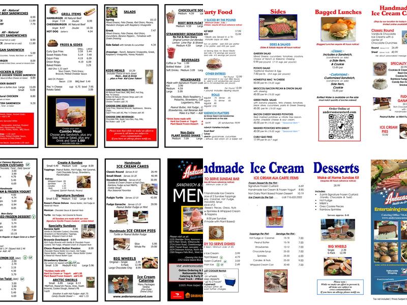 Anderson's Frozen Custard Menu