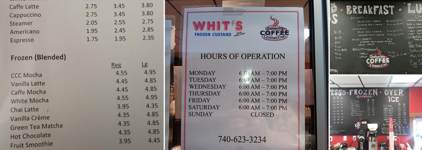 Coshocton Coffee Connection Menu