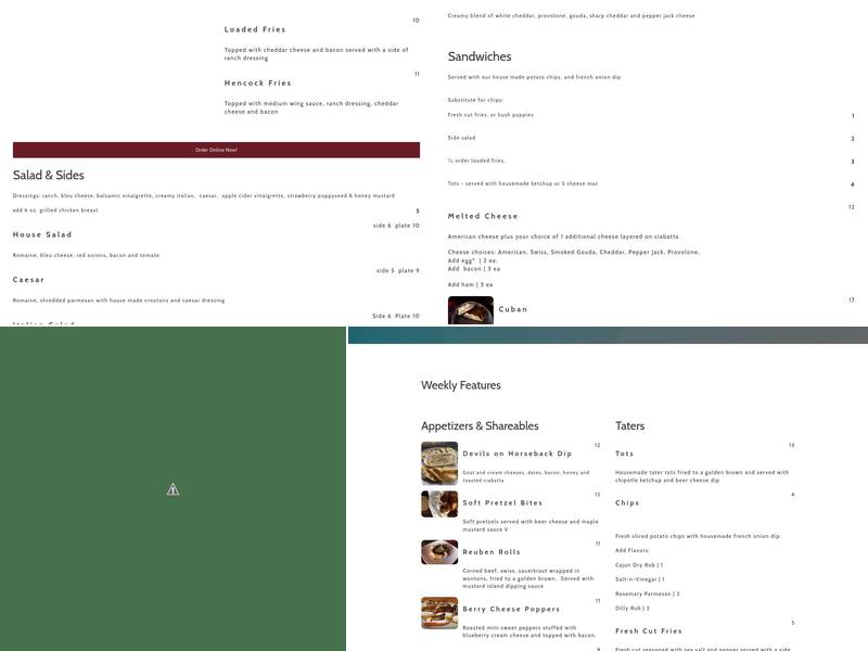 The Backstretch Menu