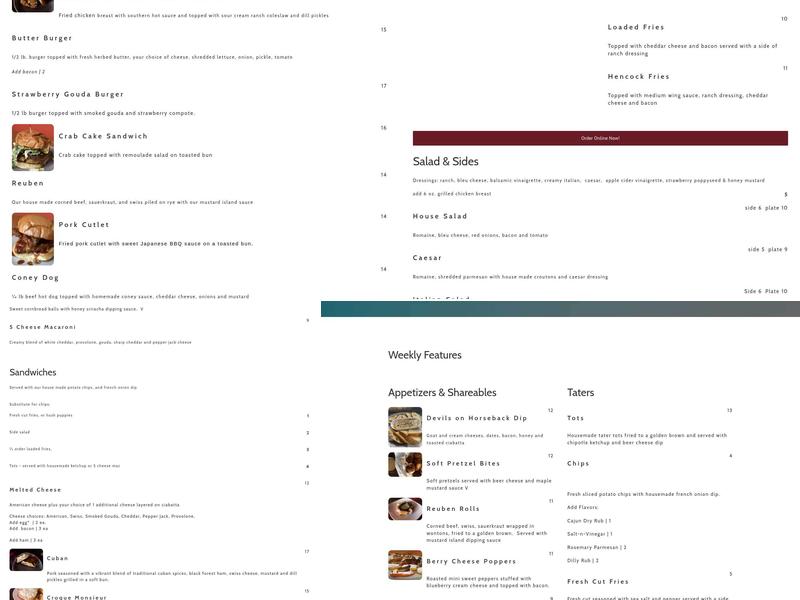 The Backstretch Menu