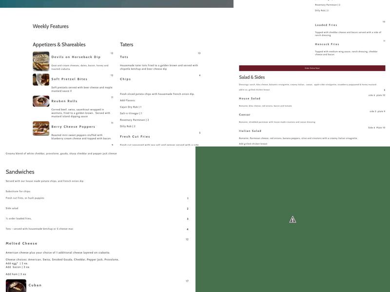 The Backstretch Menu