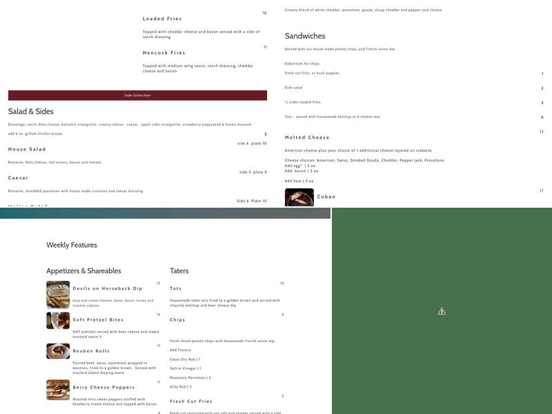 The Backstretch Menu