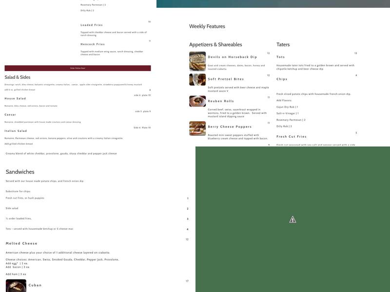 The Backstretch Menu