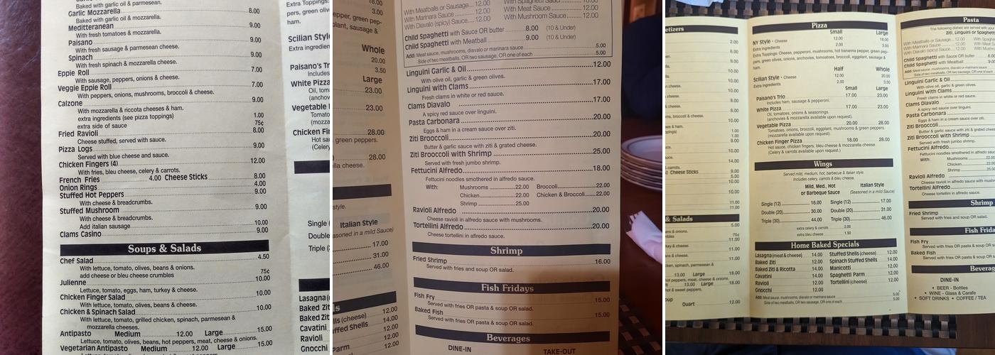 La Costa Verde Menu
