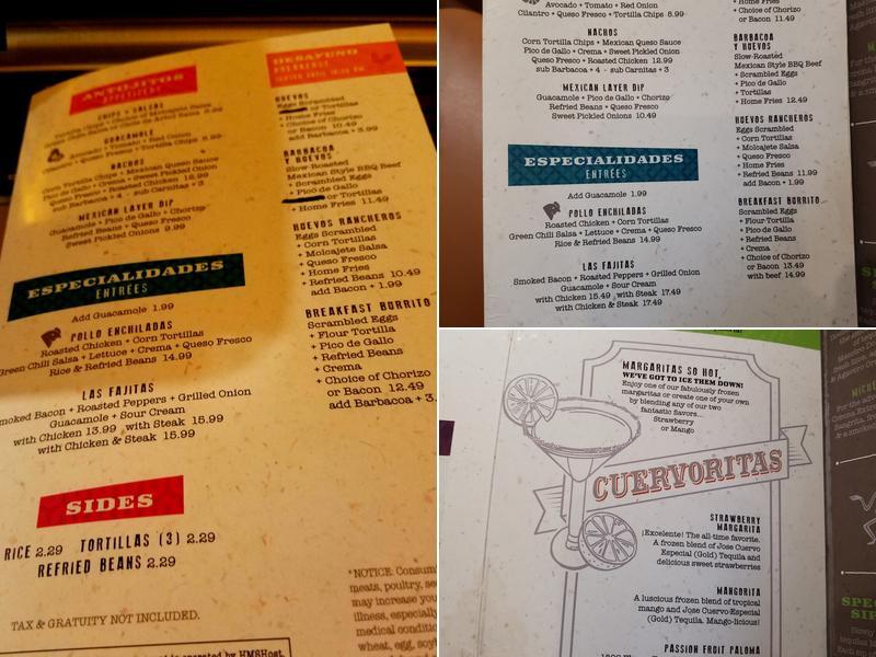 Jose Cuervo's Tequileria Menu