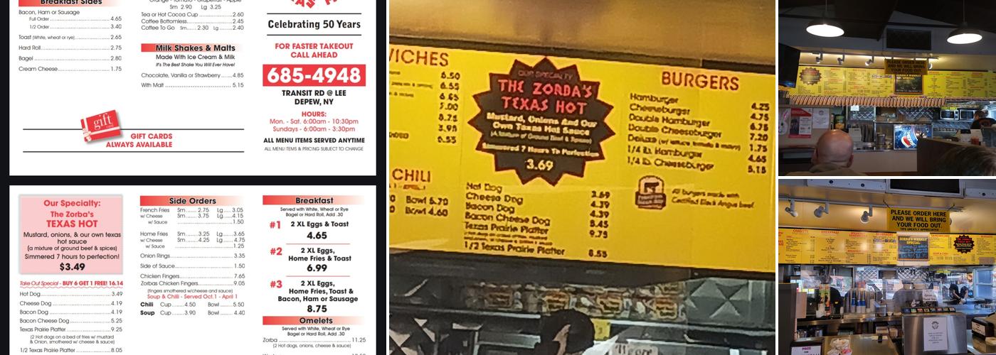 Zorba's Texas Hots Inc Menu