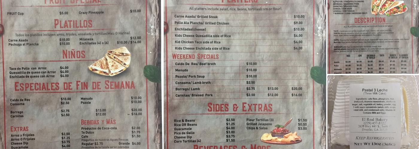 Segura's Taqueria Menu