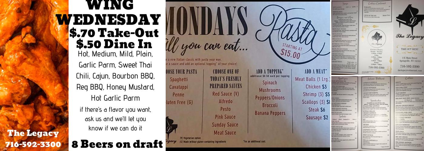 The Legacy Restaurant Menu