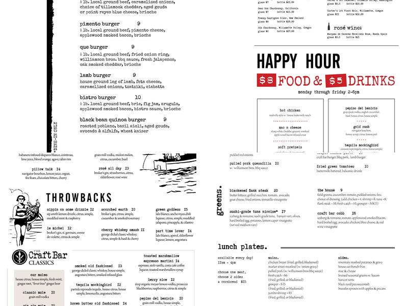 The Craft Bar - Grand Boulevard Menu