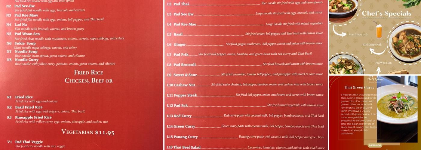 Thai Elephant Authentic Thai Cuisine Menu