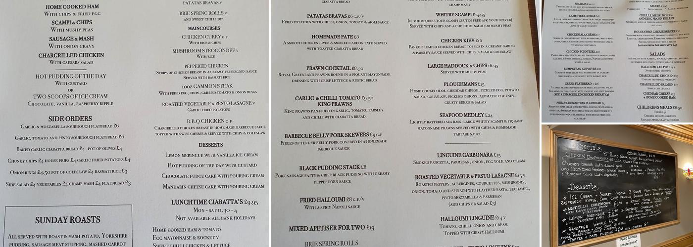 Blacksmiths Arms Coniston Menu