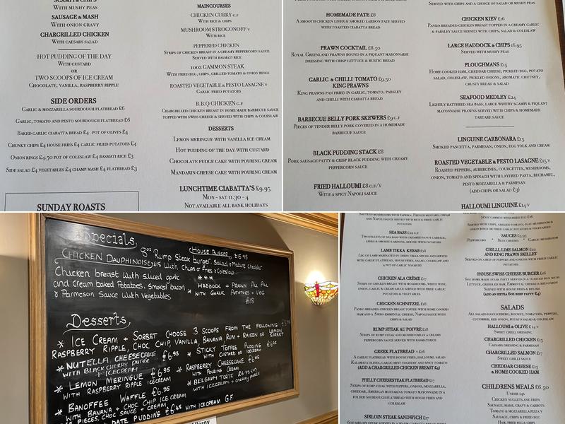 Blacksmiths Arms Coniston Menu