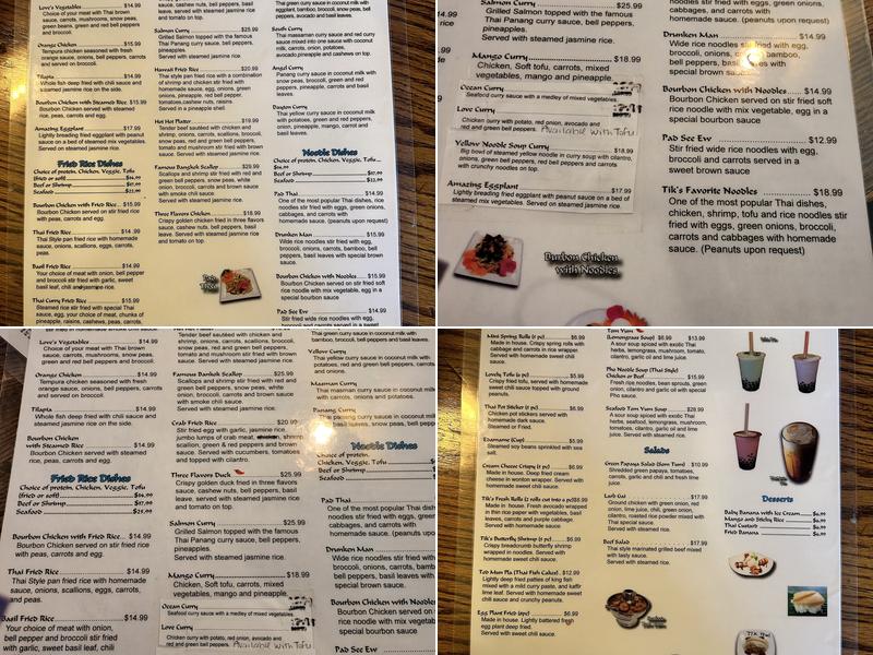 Tik's Thai Express LLC Menu