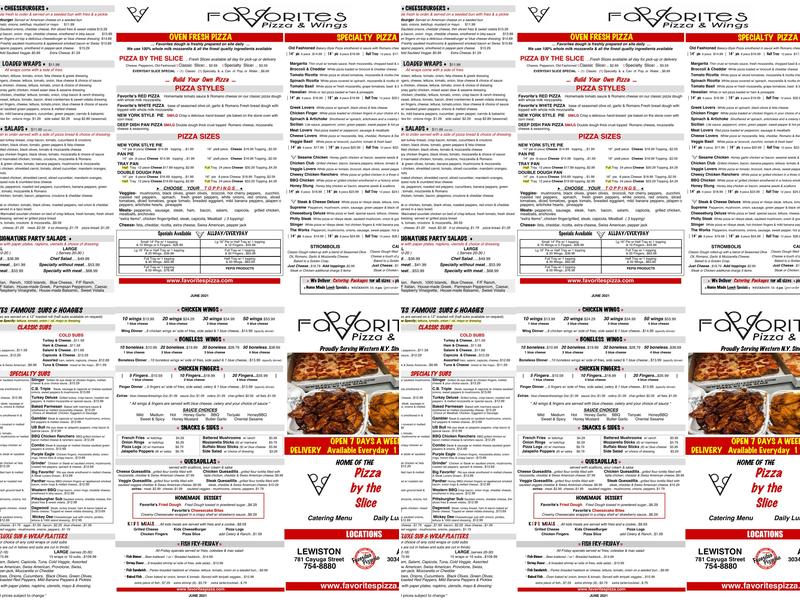 Favorites Pizza & Wings Amherst Menu