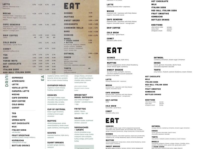 Rocket Bakery Menu