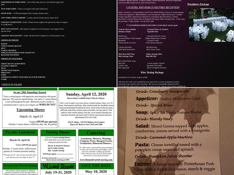 The Bennett-Curtis House Menu