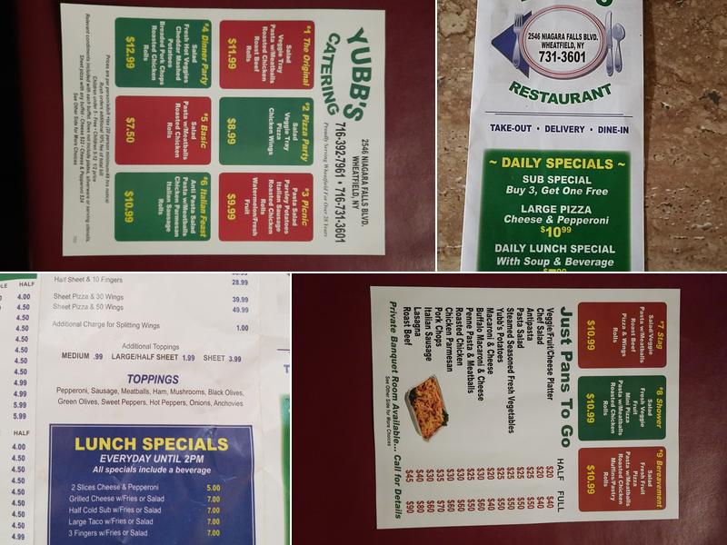 Yubb's Restaurant Menu