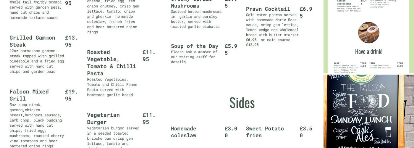 The Falcon Inn Menu