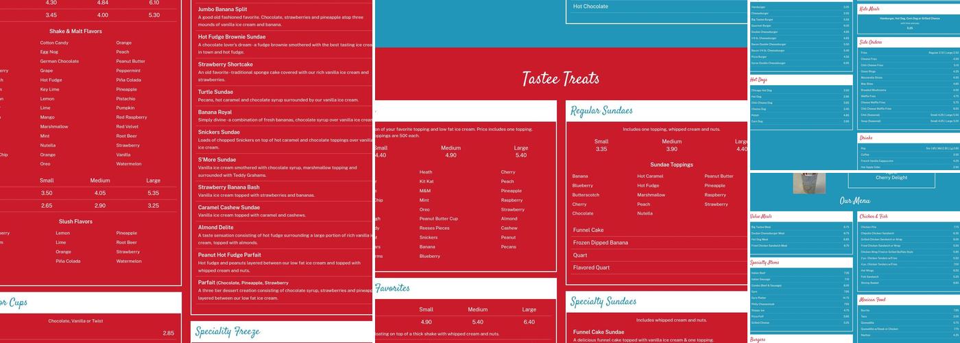 Tastee Top Grill Menu