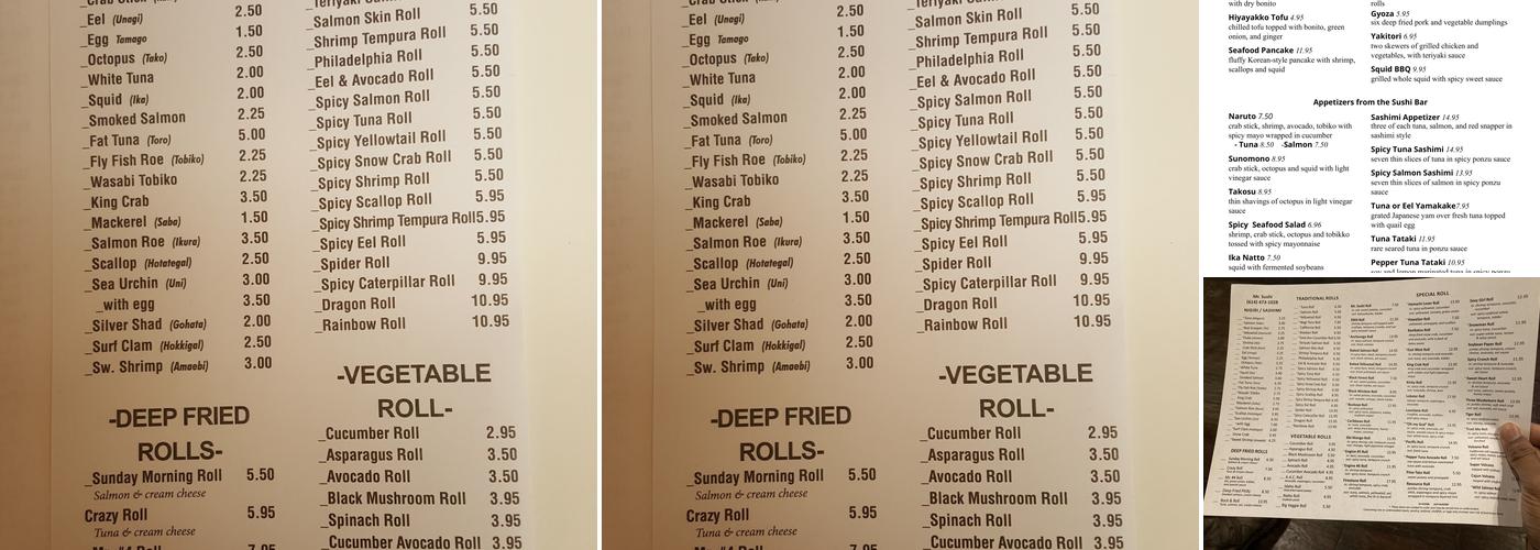 Mr. Sushi Menu