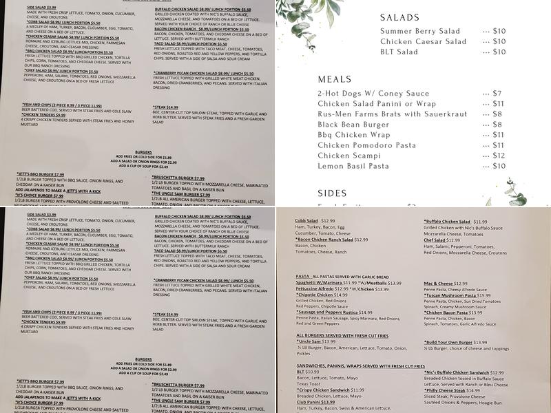 Bistro 217 Menu