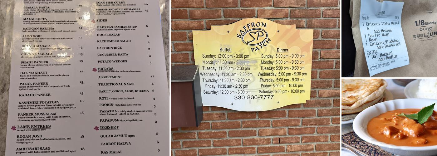 Saffron Patch Menu