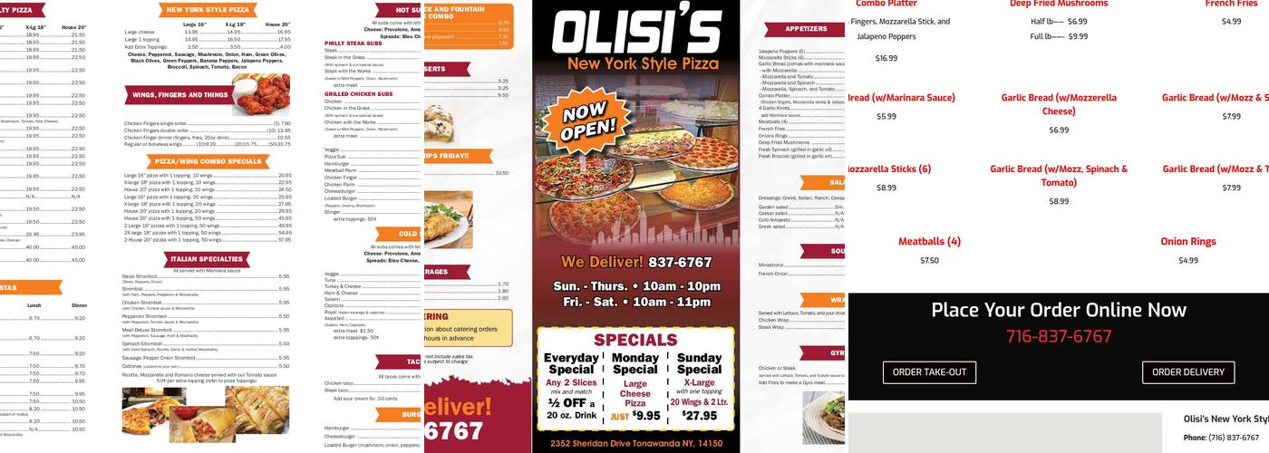 Olisi's New York Style Menu
