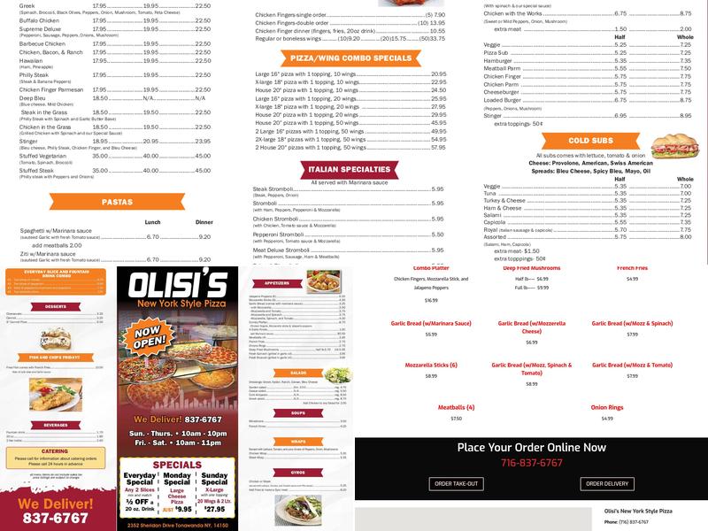 Olisi's New York Style Menu