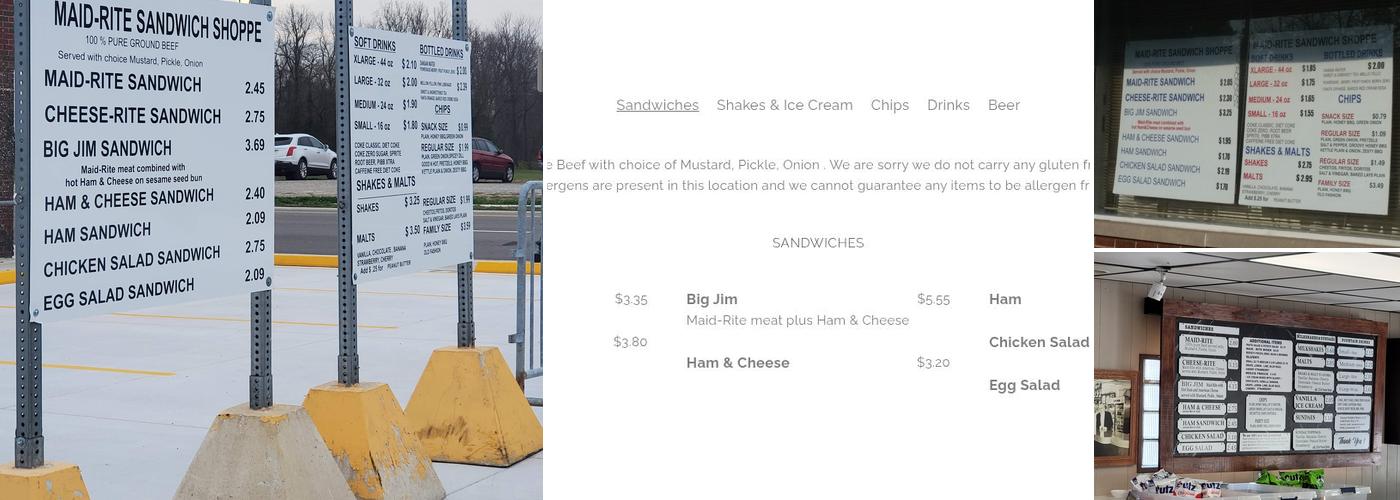 Maid-Rite Sandwich Shoppe Menu