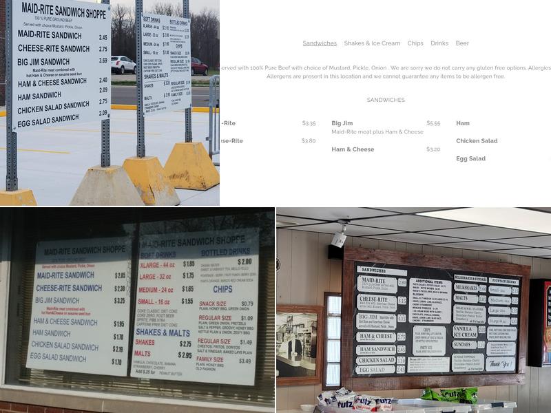Maid-Rite Sandwich Shoppe Menu