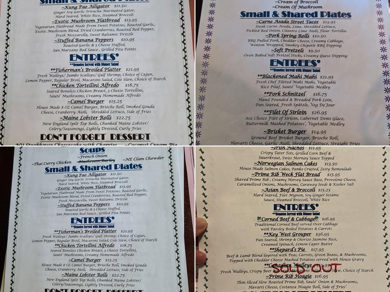 Colden Country Inn Menu
