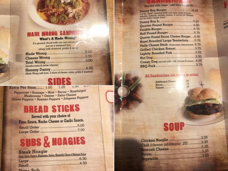 Danny's Place Menu