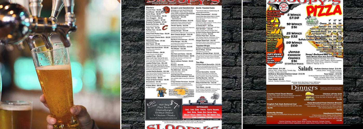 Sloopy's Menu