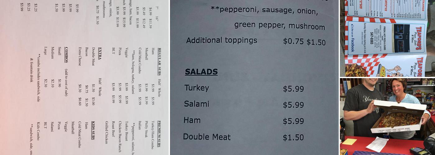 Long Haul Sub Shop Menu