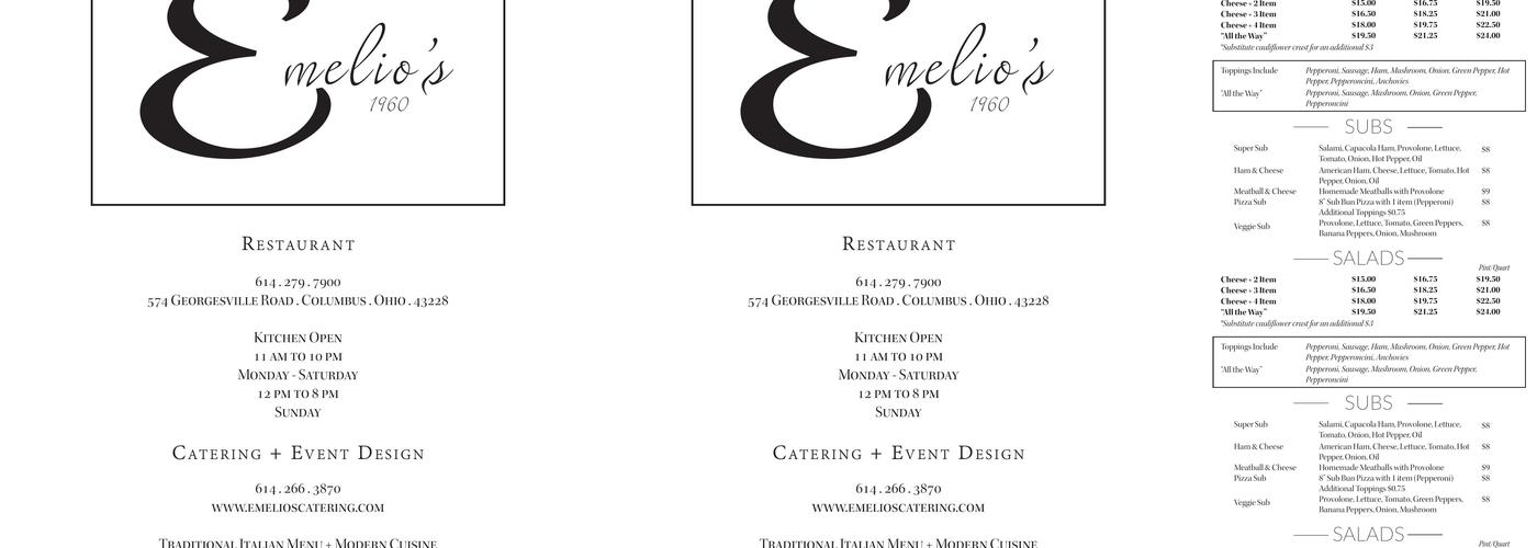 Emelio's Restaurant Menu