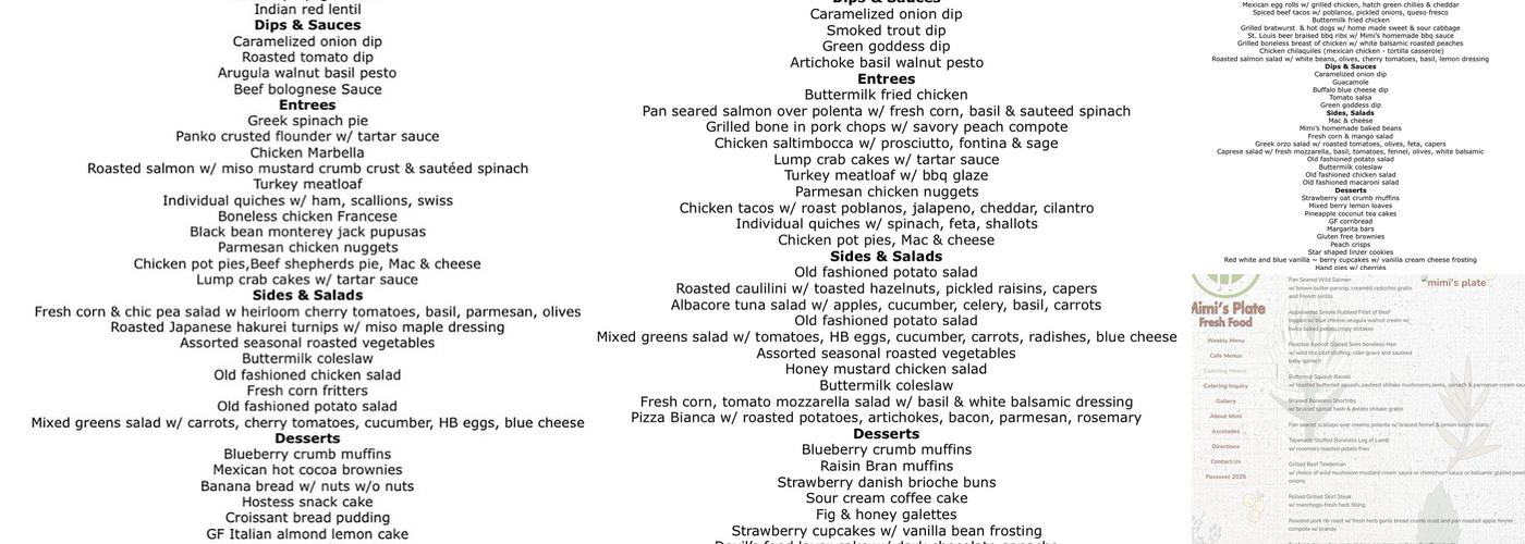 mimi's plate Menu