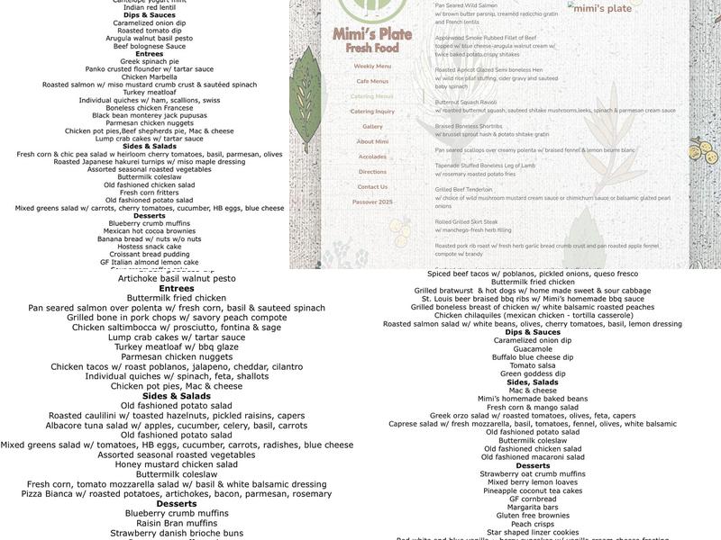 mimi's plate Menu
