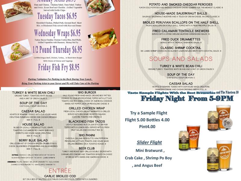 Nineteen10 Restaurant and Lounge Menu