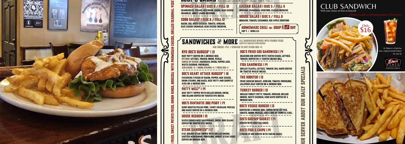 Doc's Place Menu