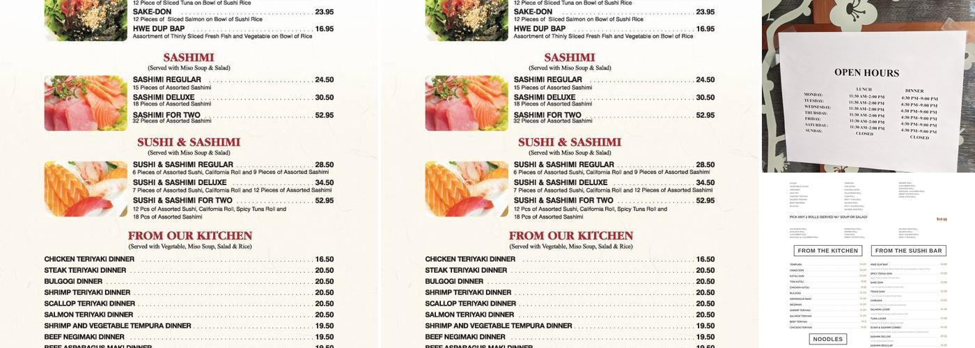 Ocean Sushi Menu