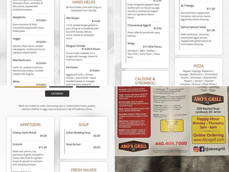 Abo's Grill Menu