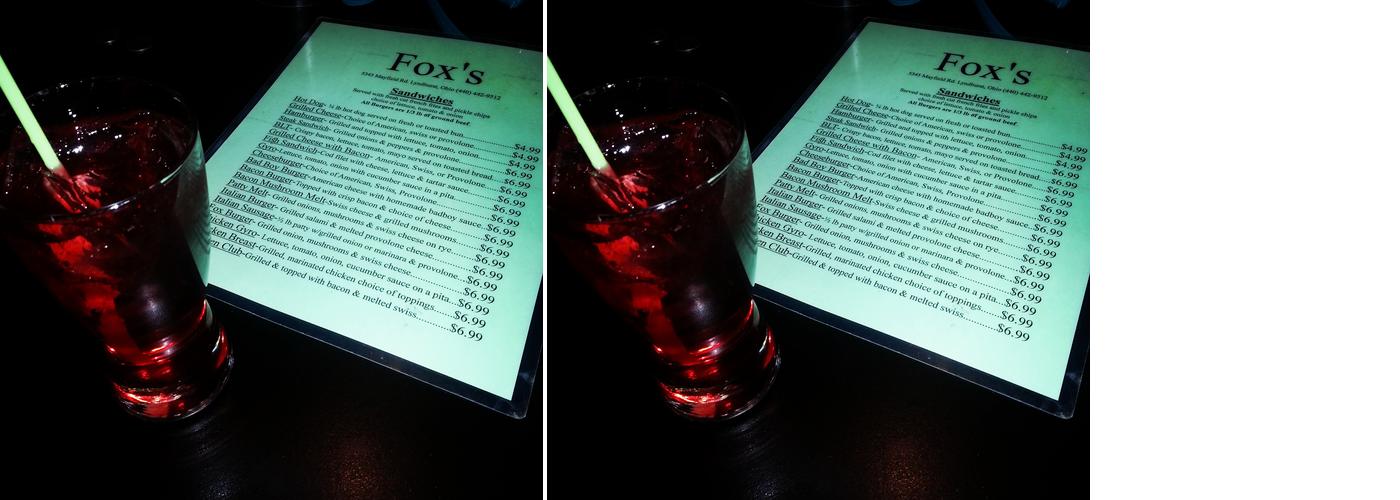 Fox's Sports Bar & Grille Menu