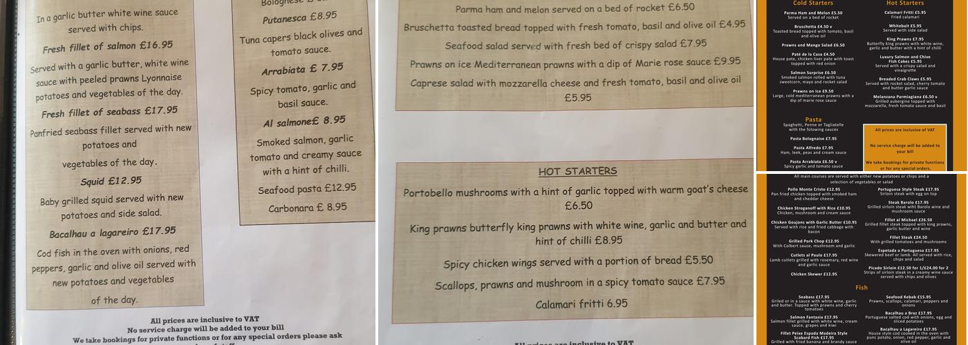 The Marquis of Granby Menu