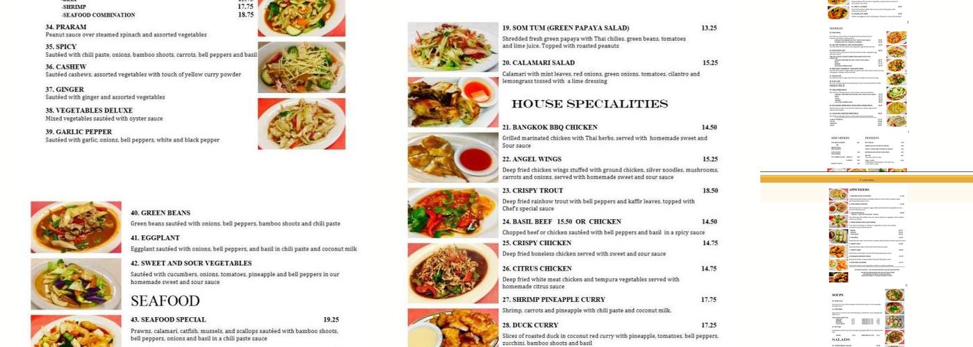 Bangkok Paradise Menu