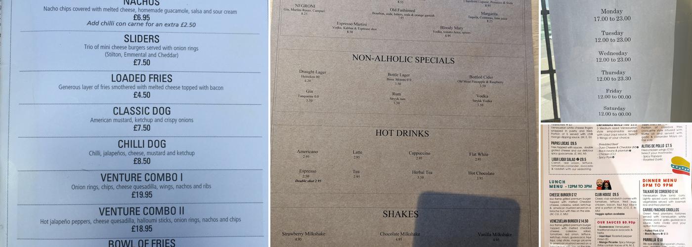 The Venture Inn Menu